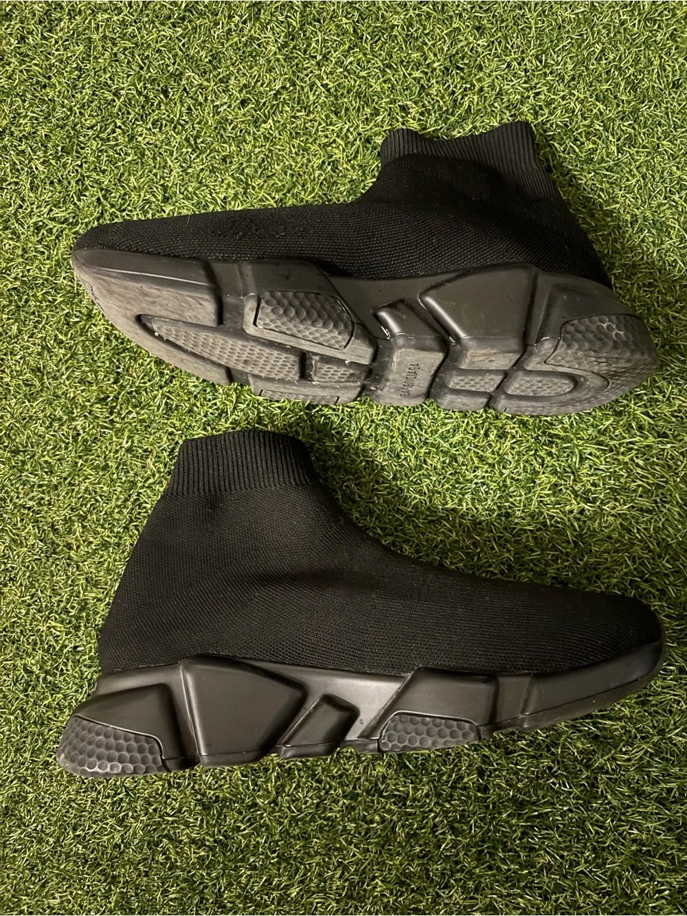 Authentic Balenciaga Black Knit Sock Sneakers with White Logo